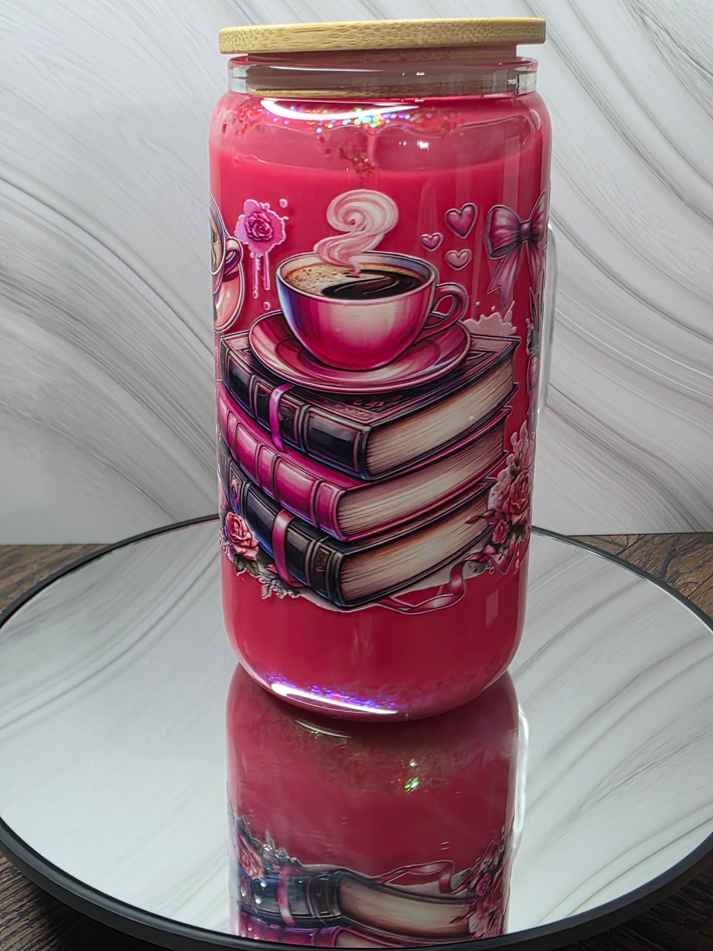 16oz Glass Snow Globe Tumblers with handle