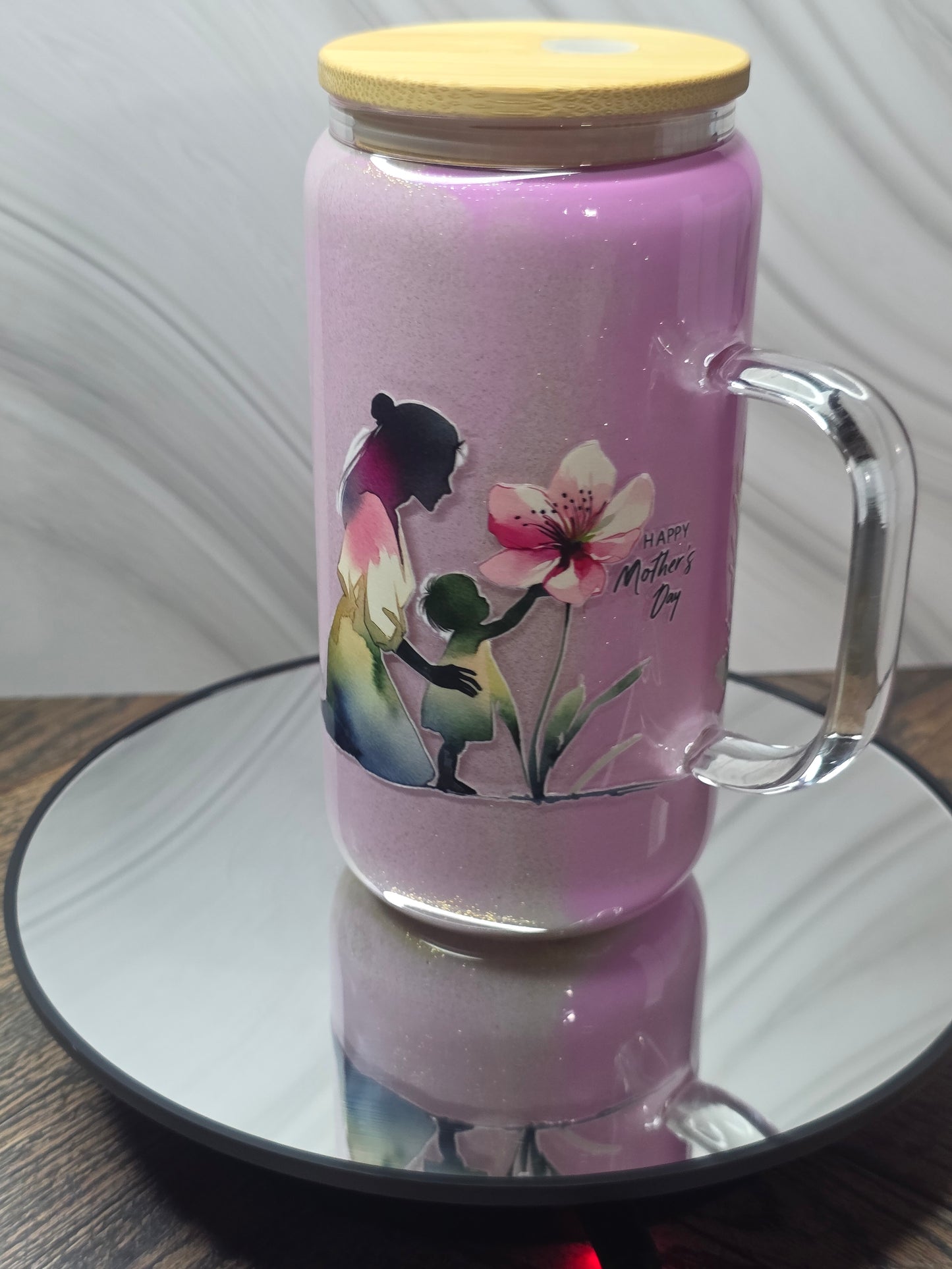 16oz Glass Snow Globe Tumblers with handle
