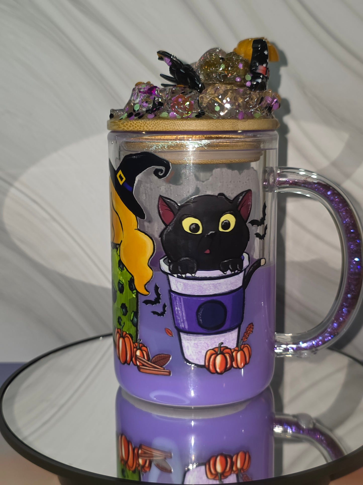 Lava Drip Tumblers with a decorated removable lid