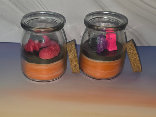 Layered Jar and decorated Candles