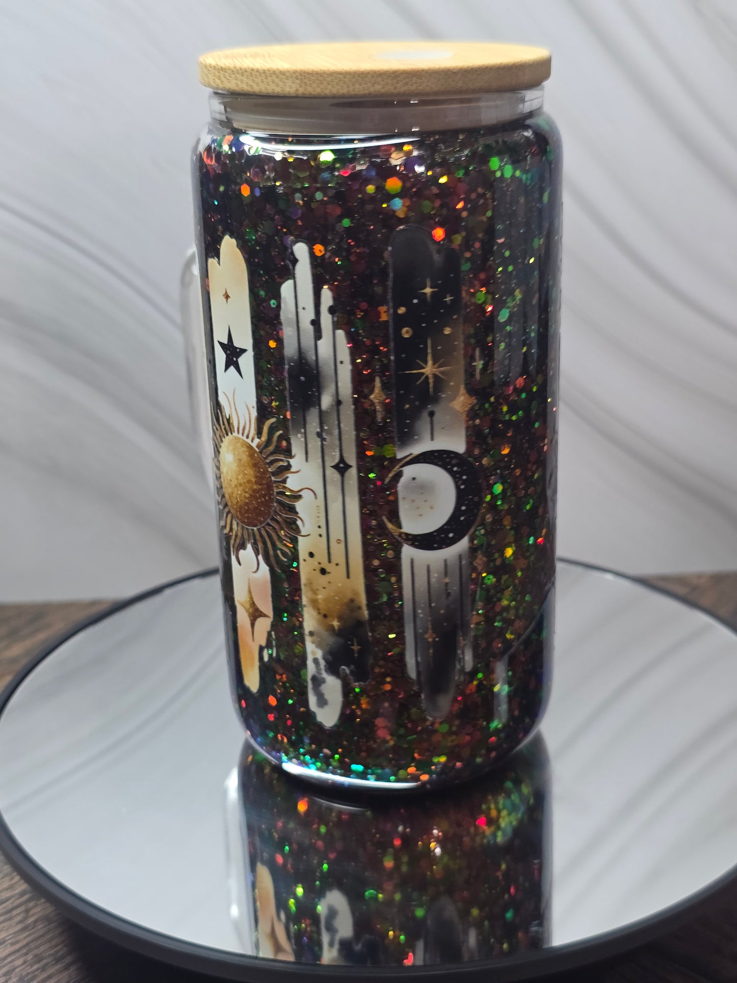 16oz Glass Snow Globe Tumblers with handle