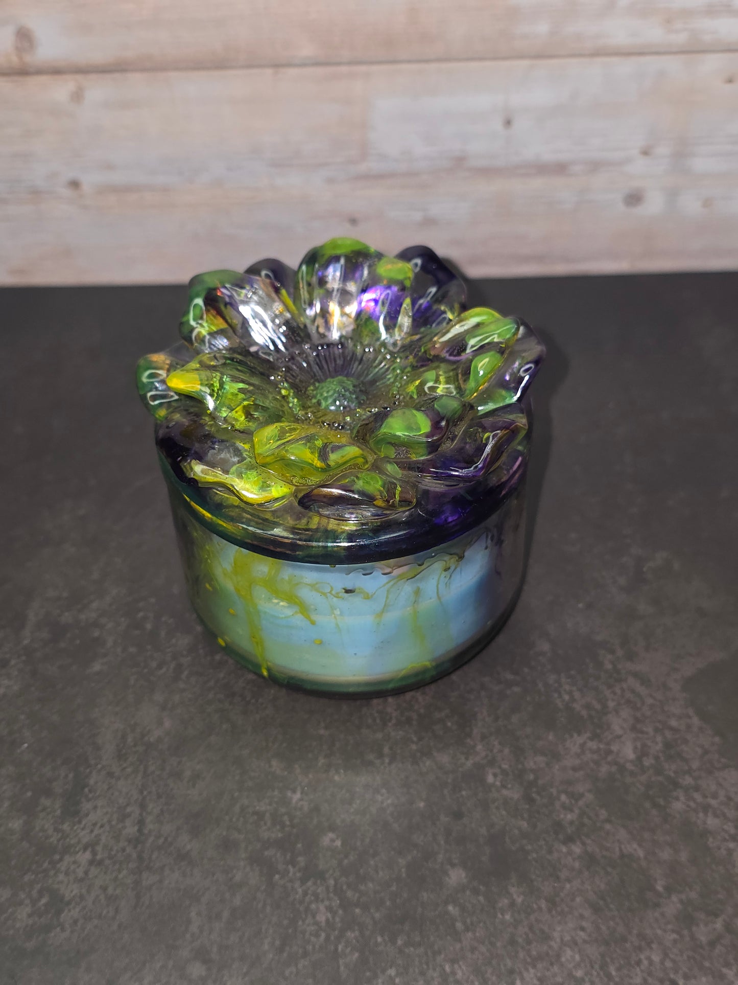Resin Flower Jar with Candle