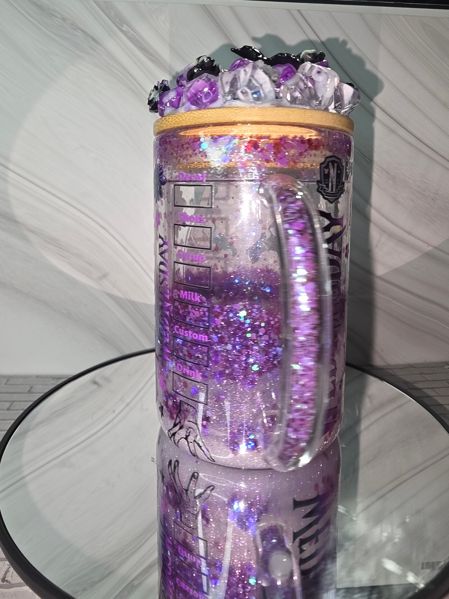Lava Drip Tumblers with a decorated removable lid