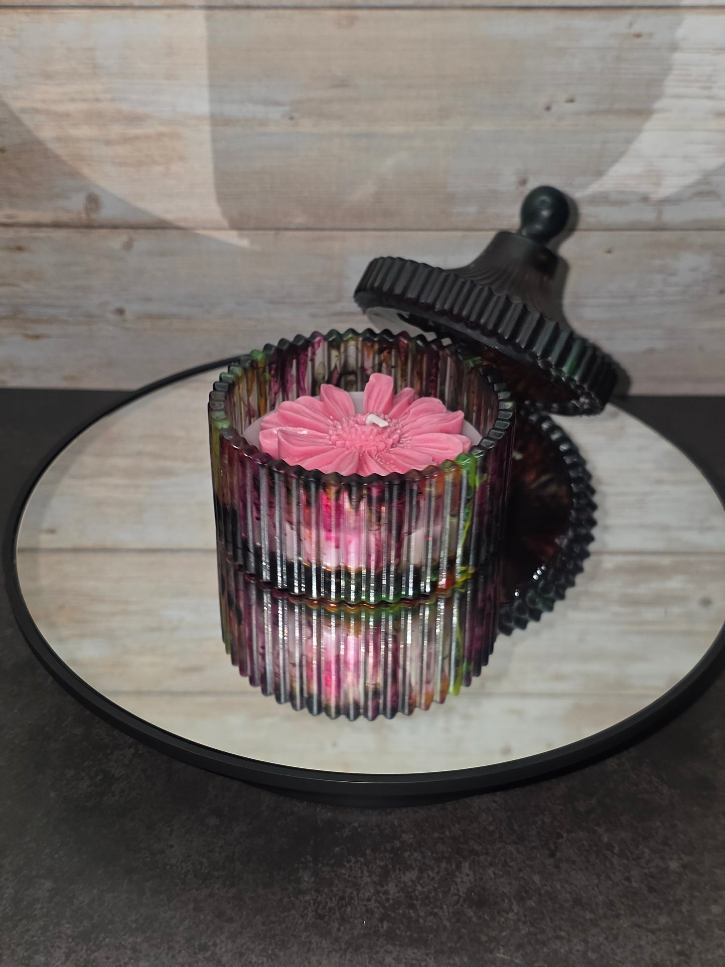 Resin Striped Candle Jar