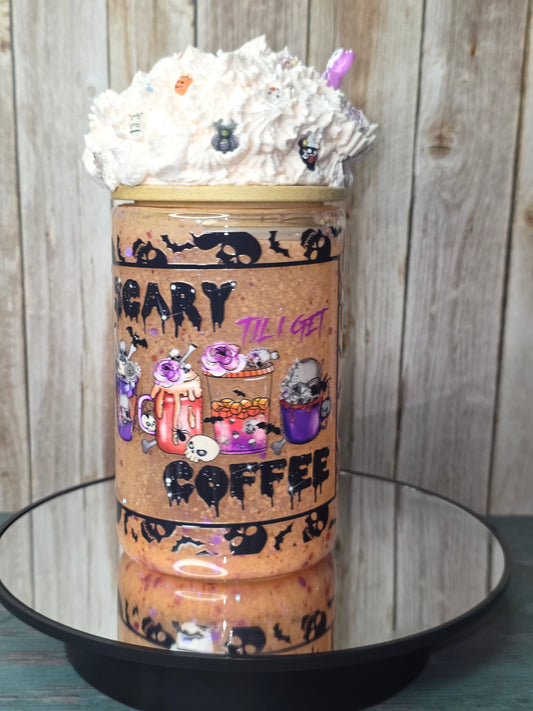 Whipped Cream topping 16oz glass Snow Globe Tumbler