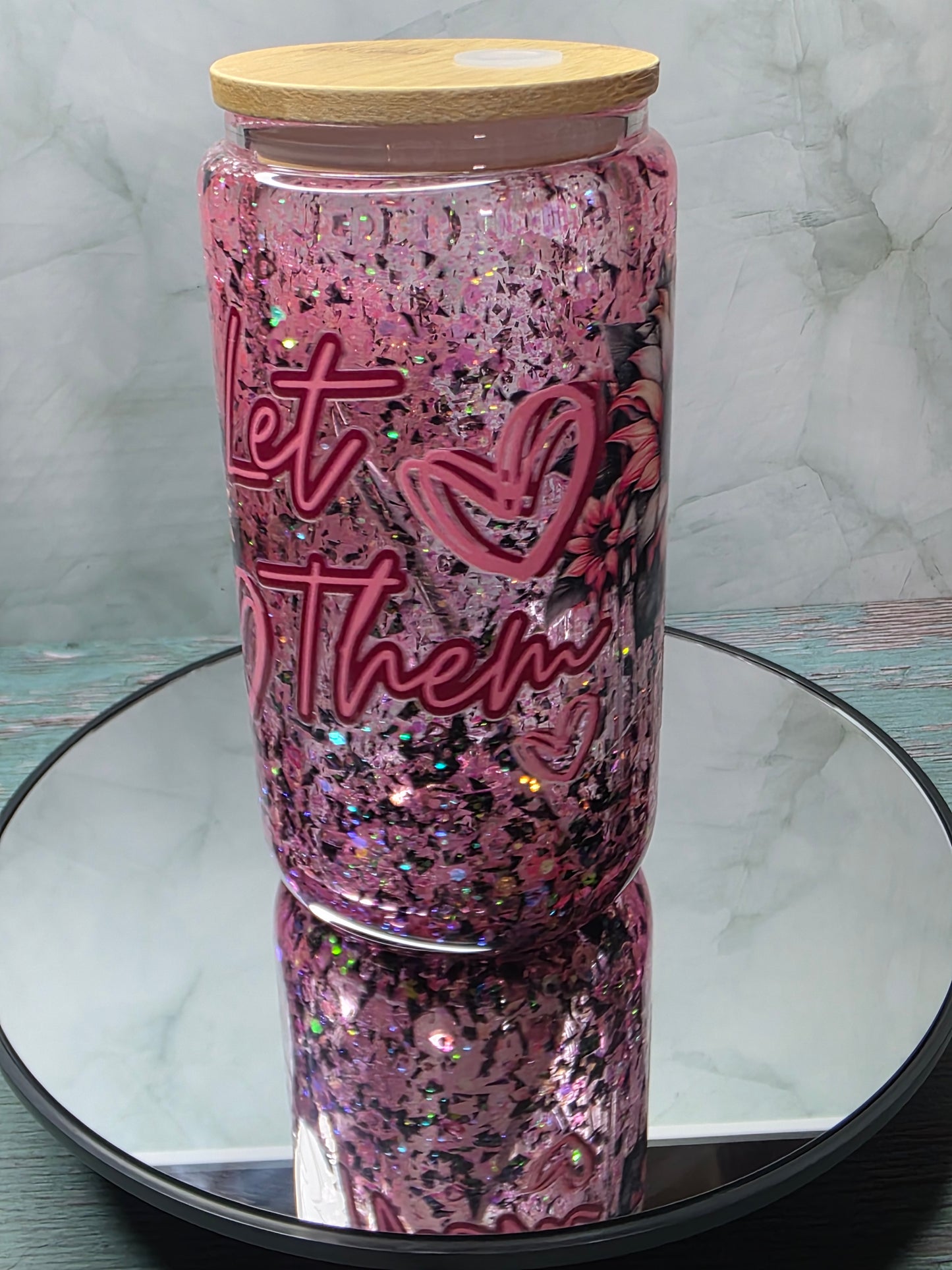 16oz Glass Snow Globe Tumblers with handle