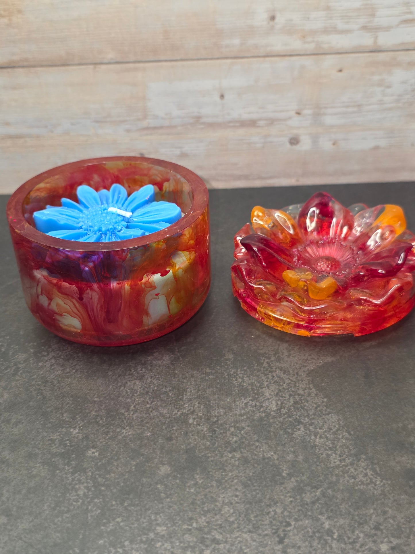 Resin Flower Jar with Candle
