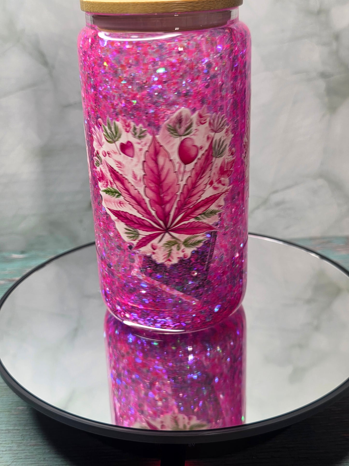 16oz Glass Snow Globe Tumblers with handle