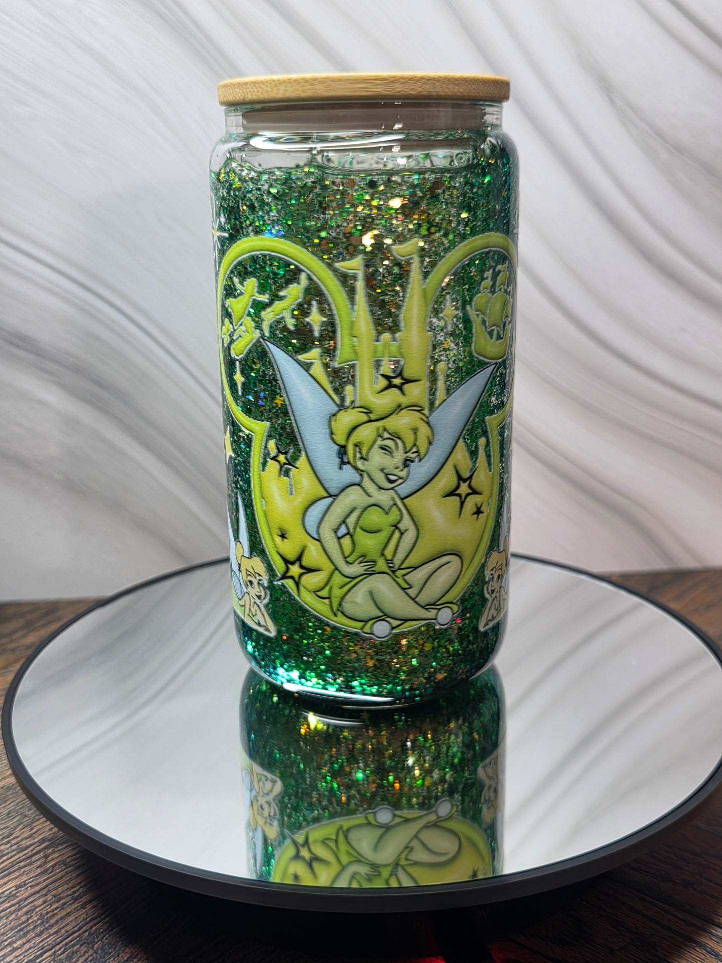 16oz Glass Snow Globe Tumblers with handle