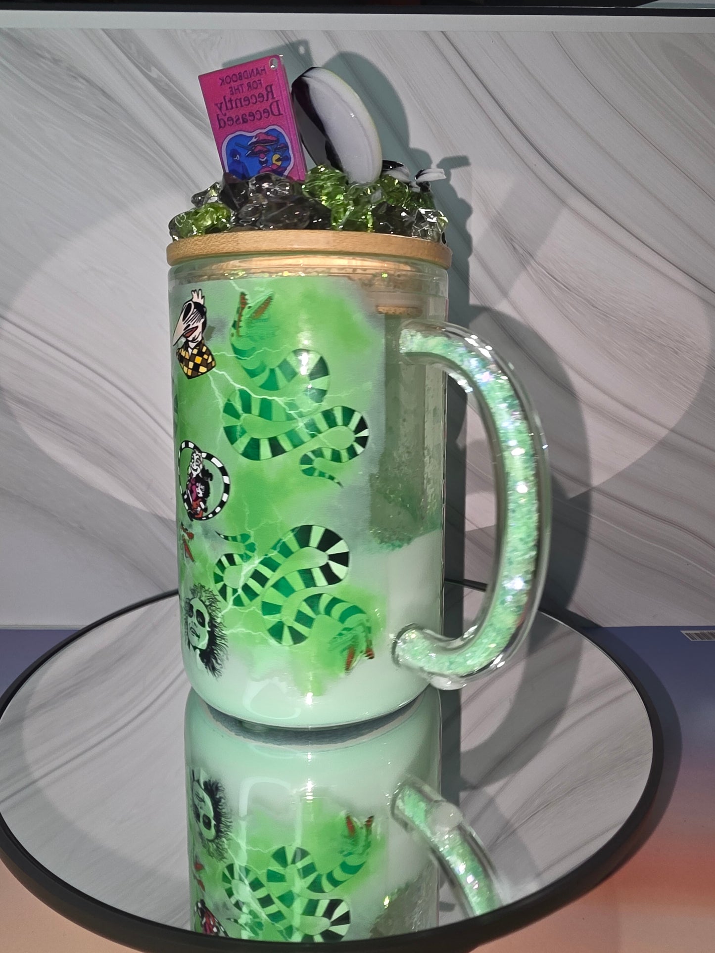 Lava Drip Tumblers with a decorated removable lid