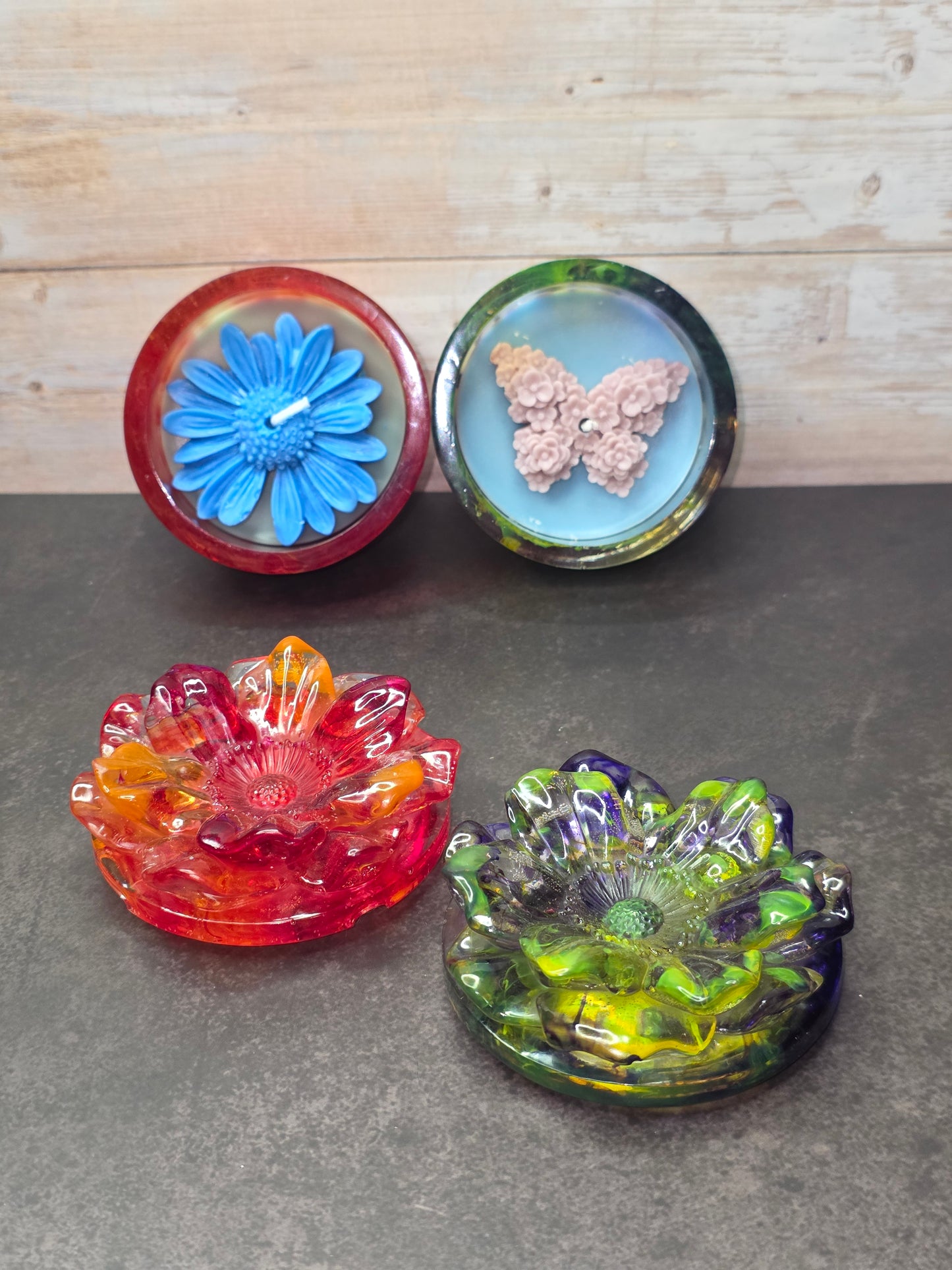 Resin Flower Jar with Candle