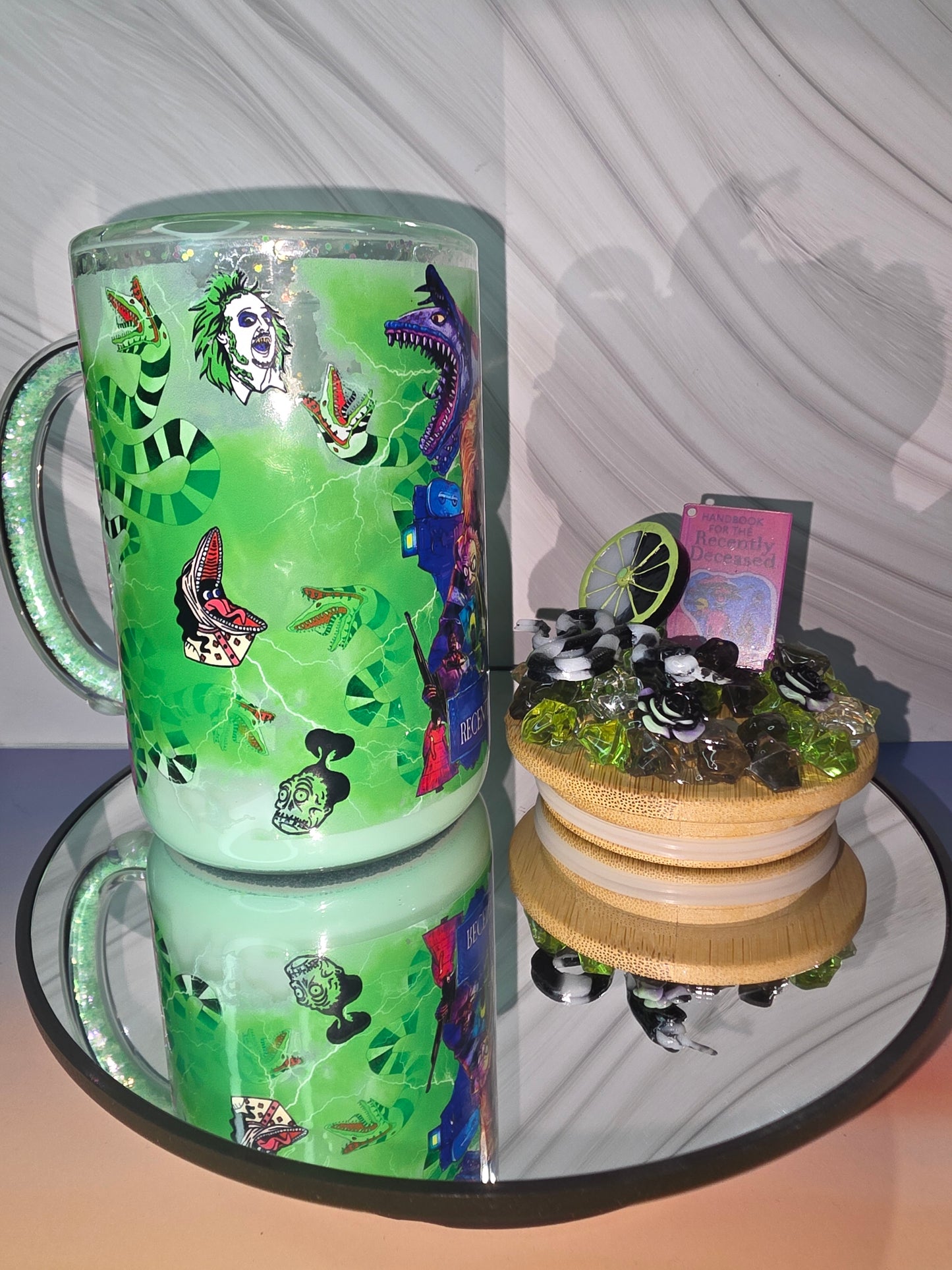 Lava Drip Tumblers with a decorated removable lid