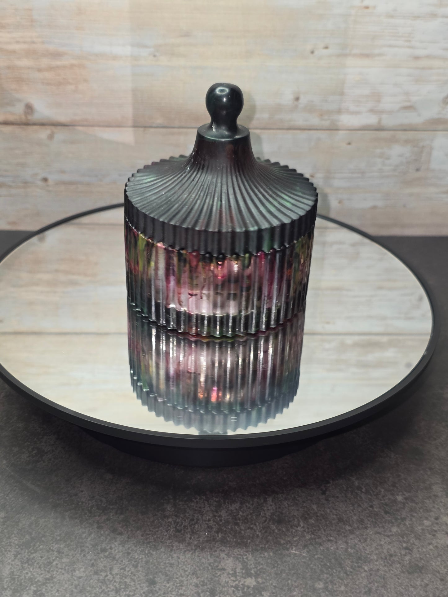 Resin Striped Candle Jar