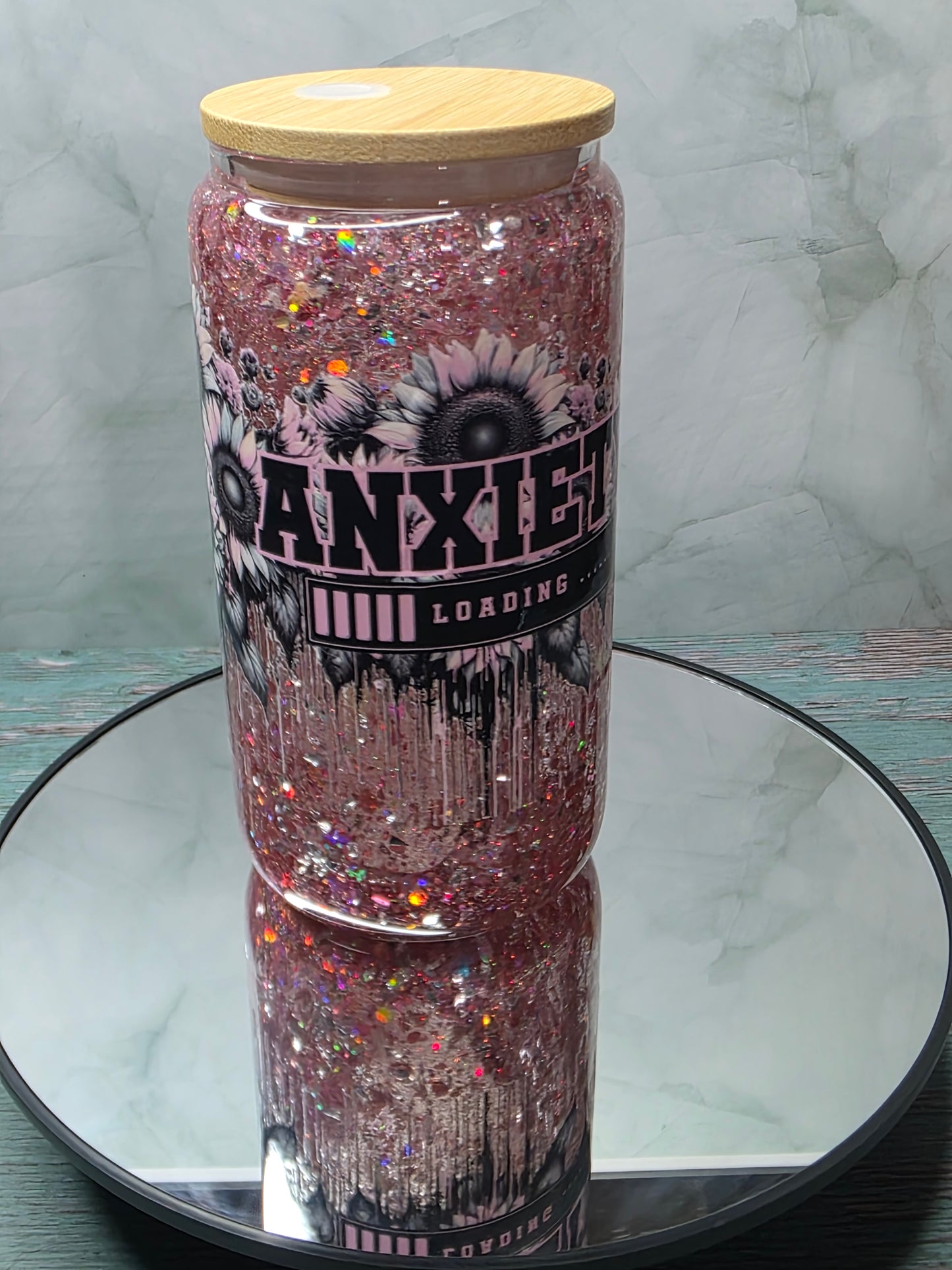 16oz Glass Snow Globe Tumblers with handle
