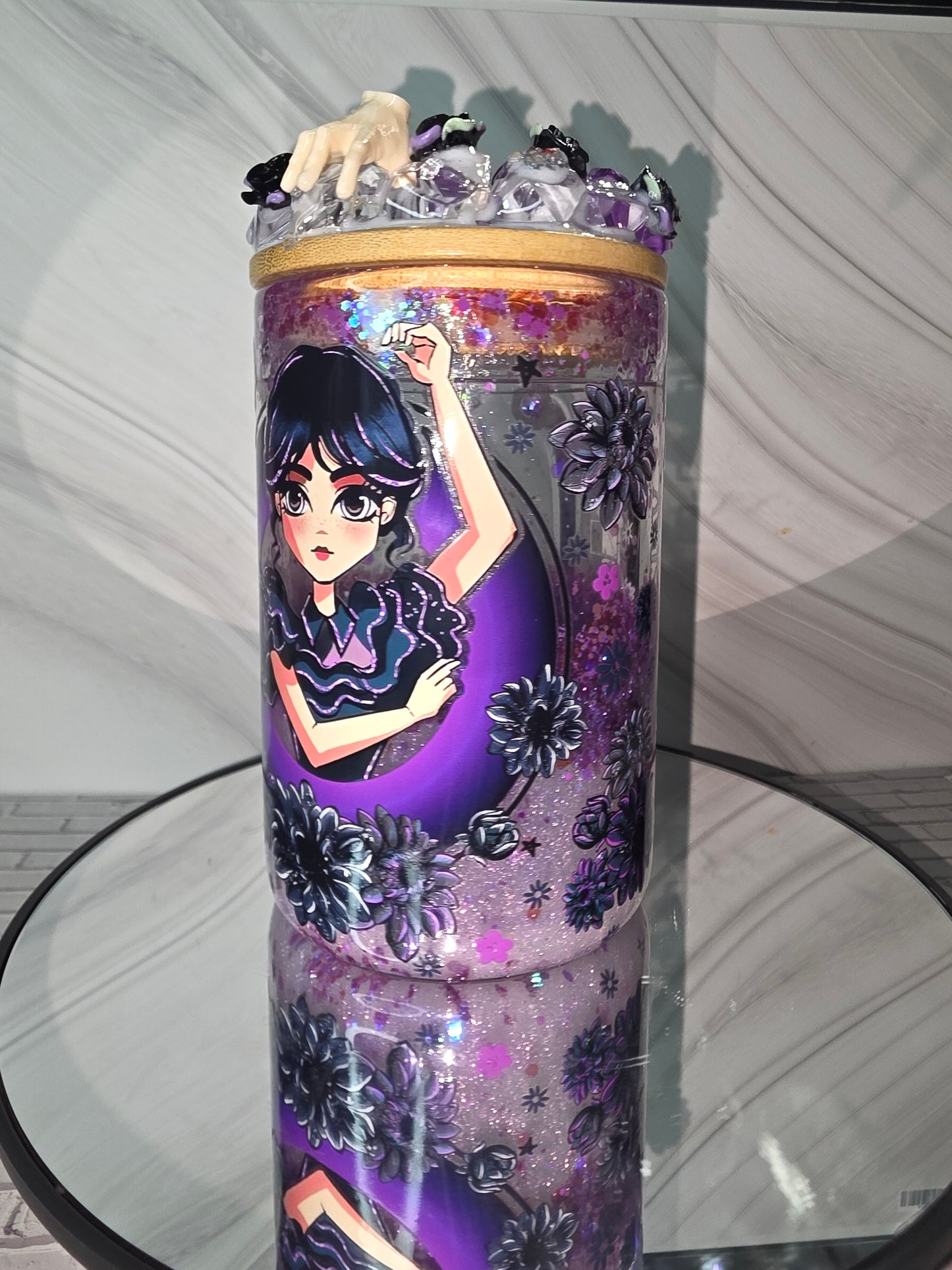 Lava Drip Tumblers with a decorated removable lid