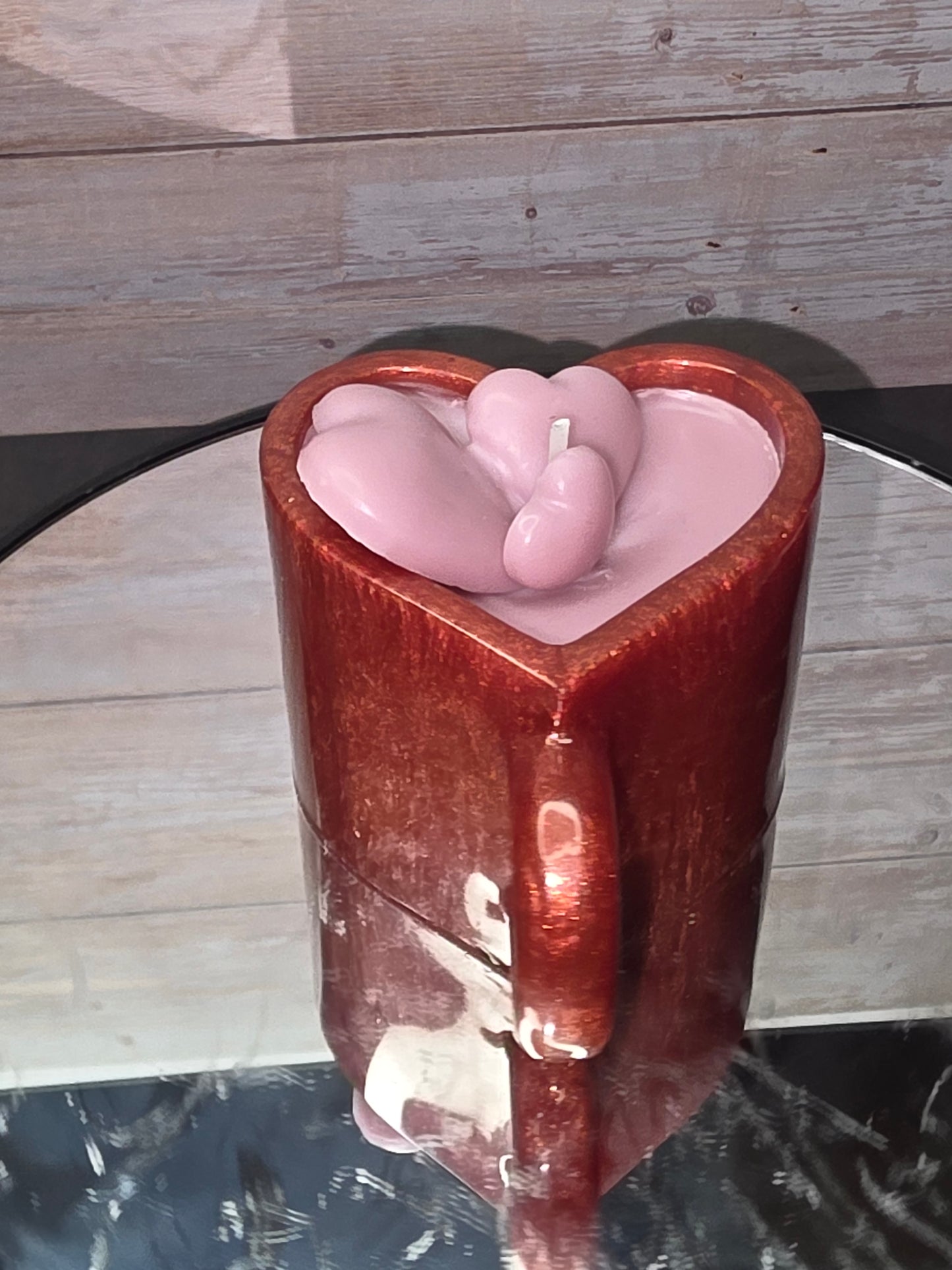 Resin Heart Cup with Candle and Candle Hearts on top
