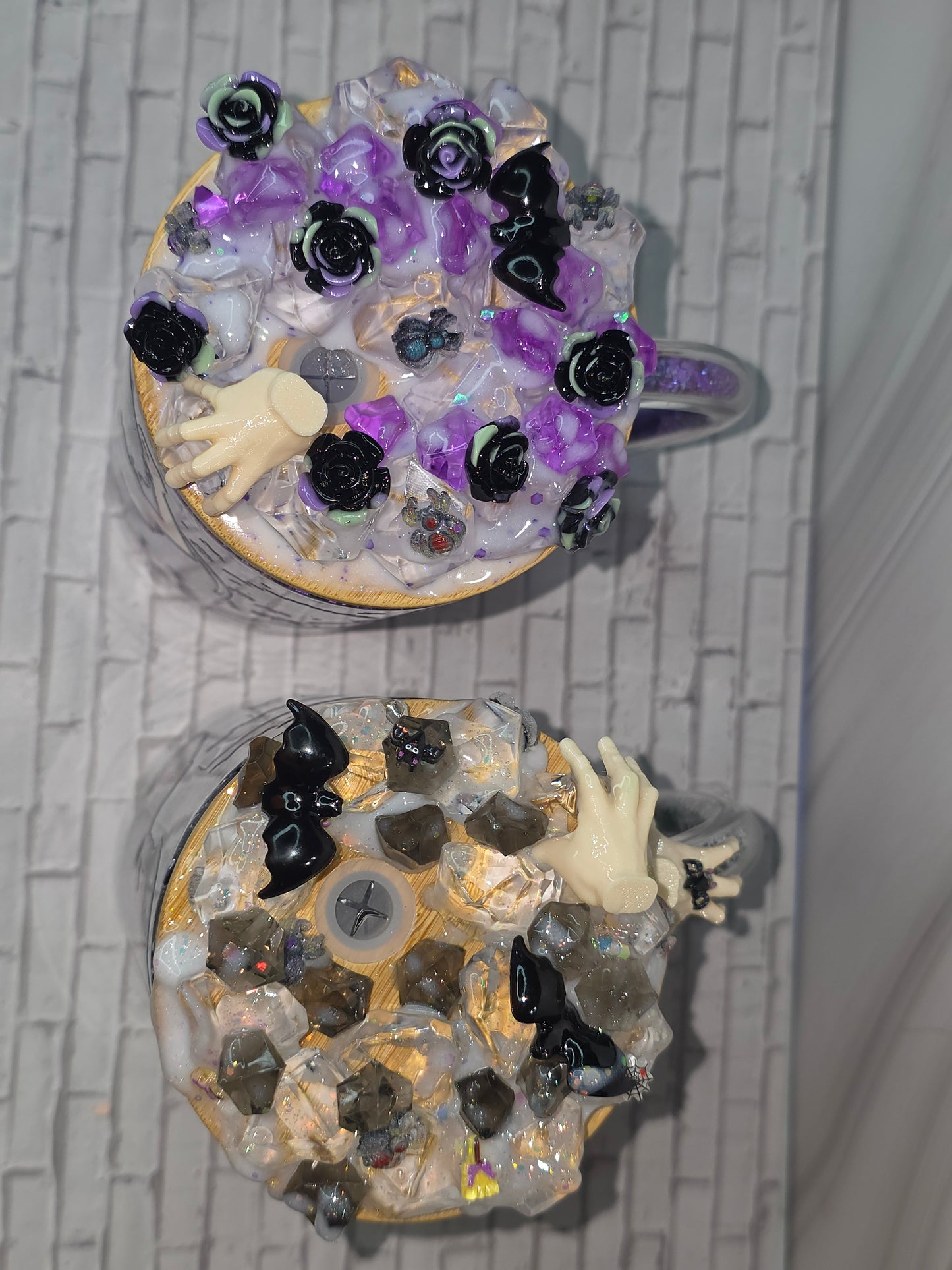 Lava Drip Tumblers with a decorated removable lid