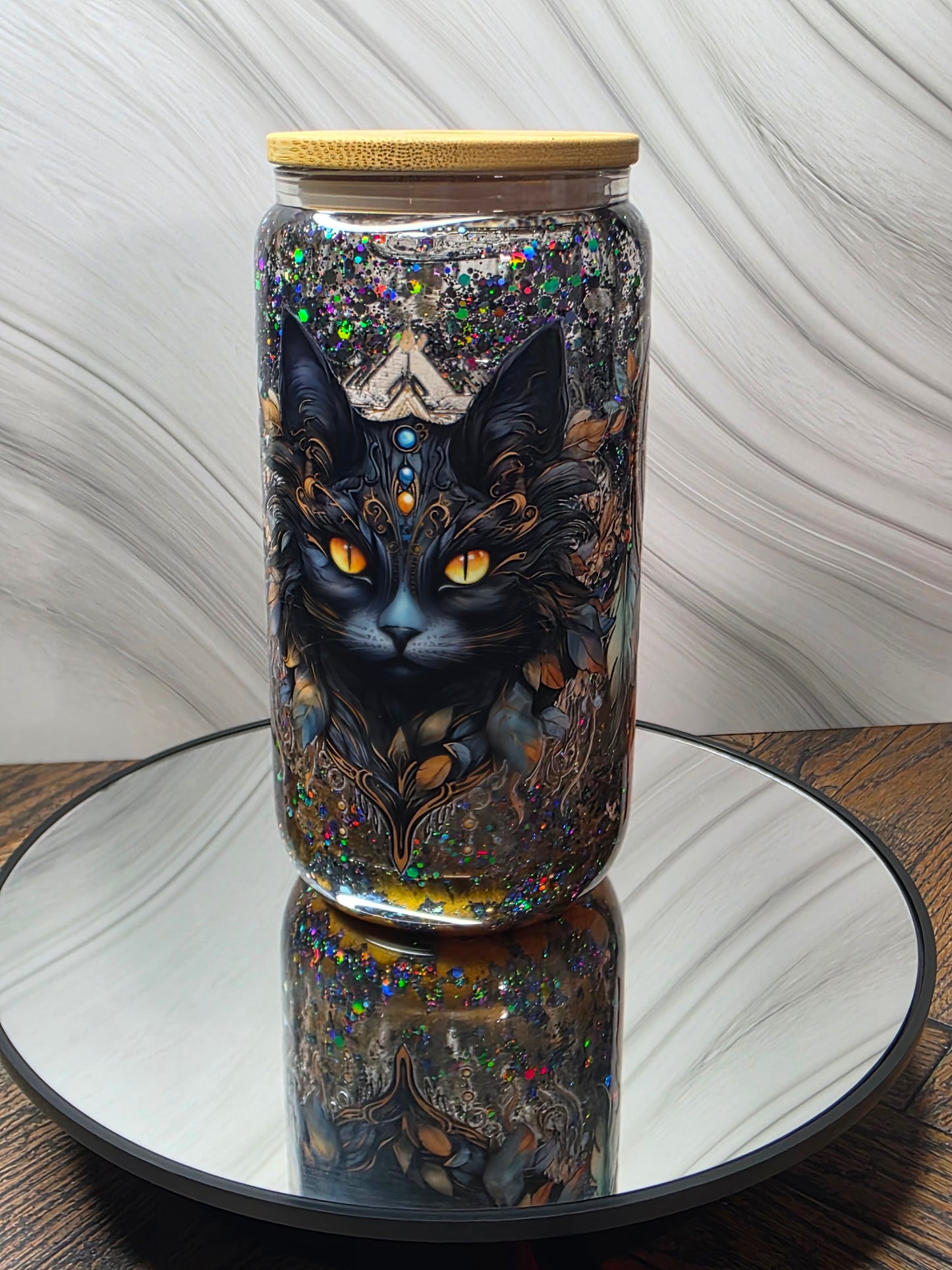16oz Glass Snow Globe Tumblers with handle