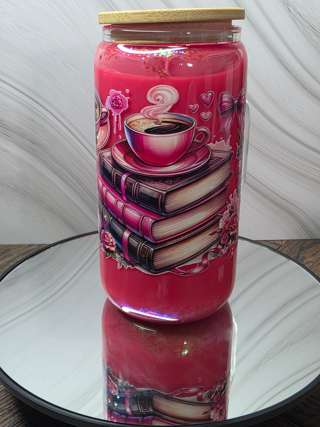16oz Glass Snow Globe Tumblers with handle