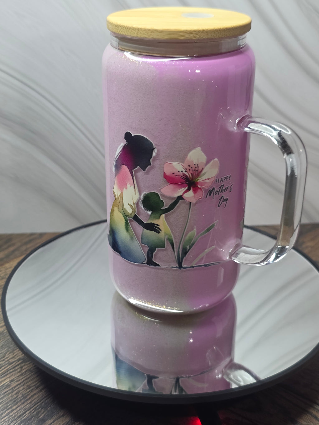16oz Glass Snow Globe Tumblers with handle
