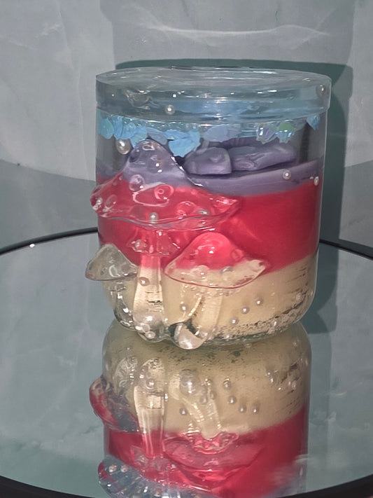 Mushroom Resin jar with candle