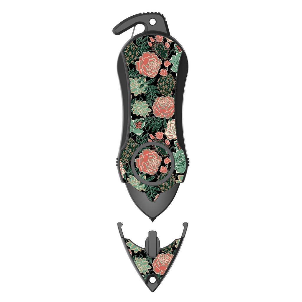Personal Alarm Eeychain Safety  Emergency Tool (Green Flower)