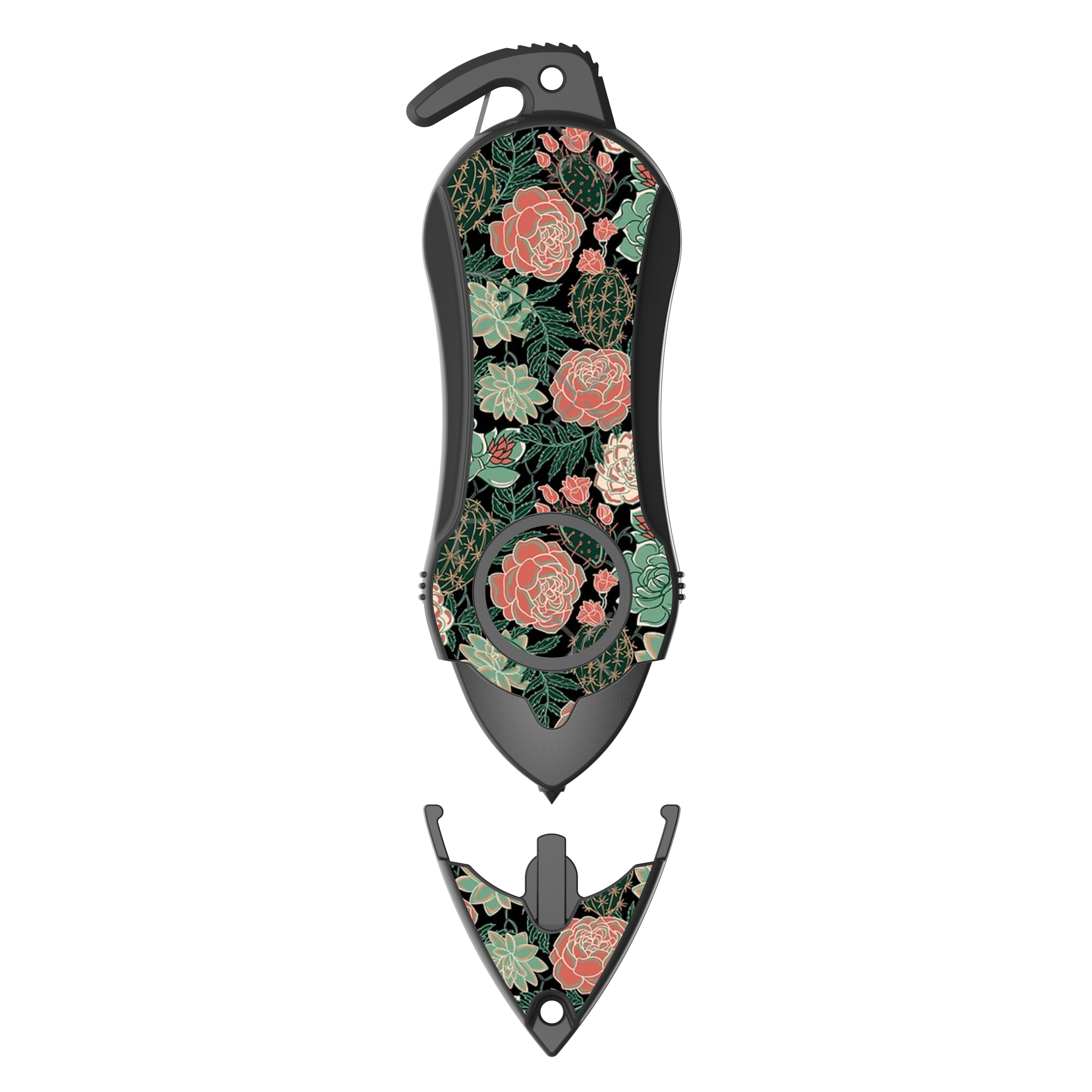Personal Alarm Eeychain Safety  Emergency Tool (Green Flower)
