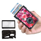 Safety Wallet With Personal Alarm Multi Functional Tool (Green Flower)