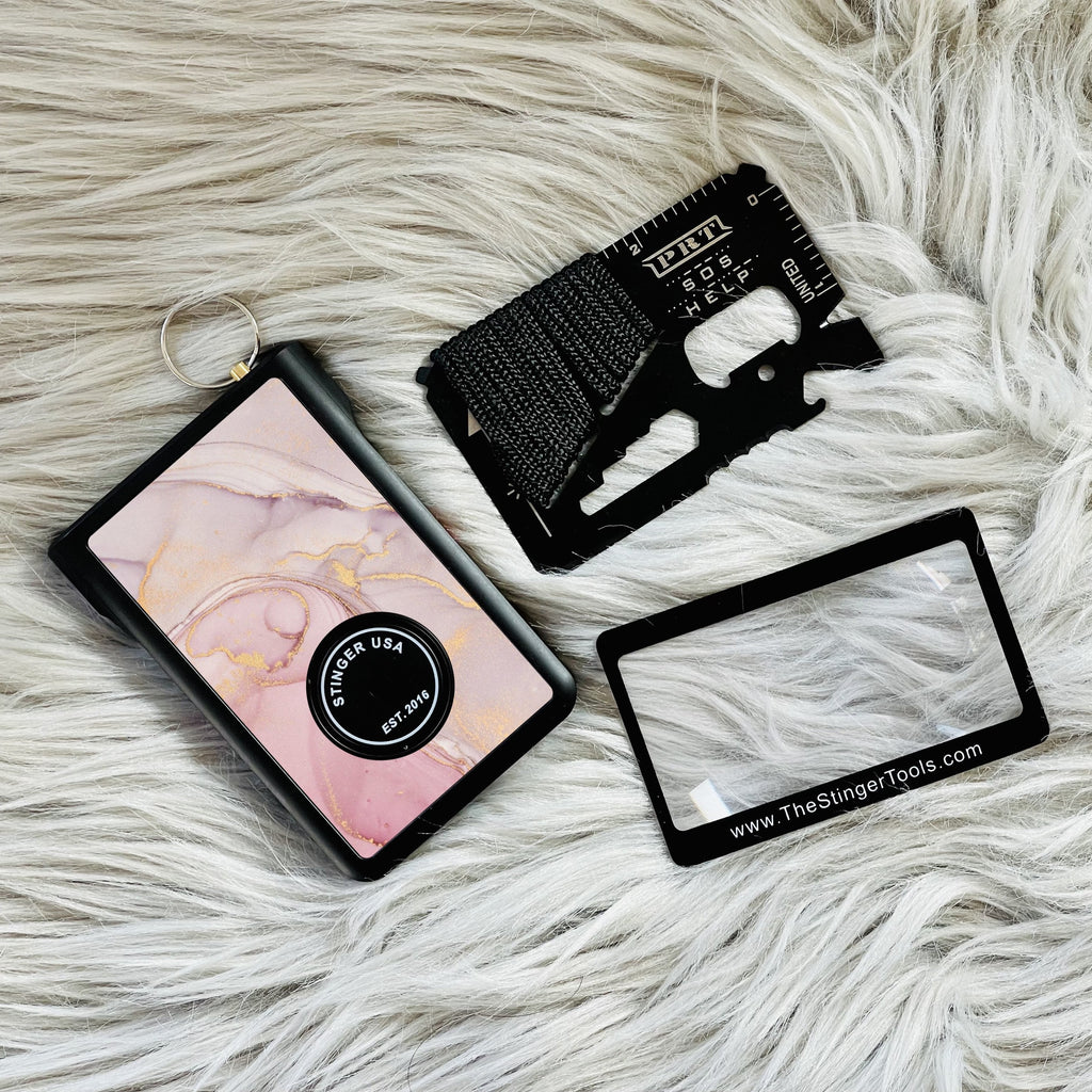 Safety Wallet With Personal Alarm Multi Functional Tool (Pink Rose)