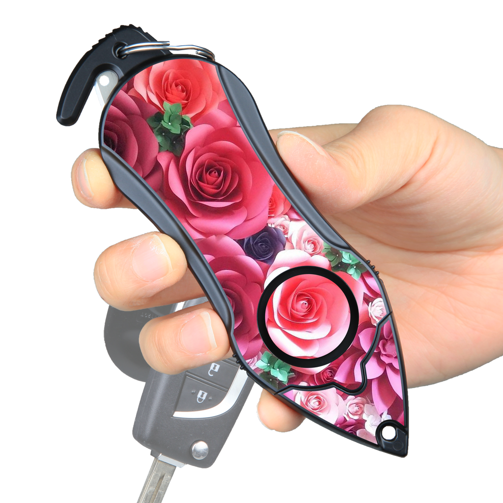 Personal Alarm Keychain Safety Emergency Tool (Pink Rose)