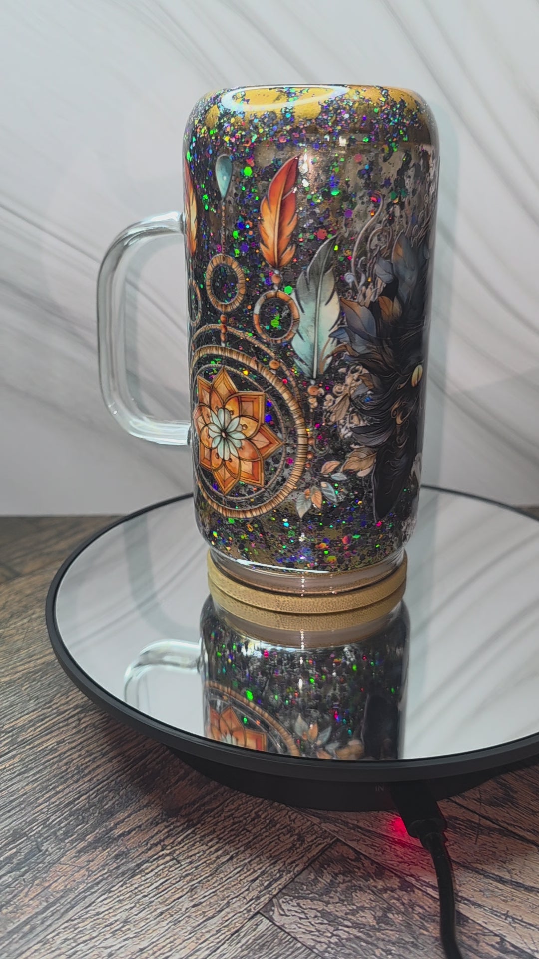 16oz Glass Snow Globe Tumblers with handle