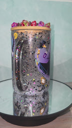 16oz Glass Snow Globe Tumbler with Glitter in handle