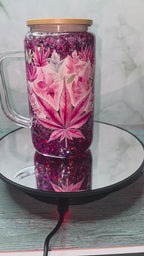 16oz Glass Snow Globe Tumblers with handle