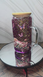 16oz Glass Snow Globe Tumblers with handle