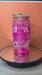 Lava Drip Tumblers with a decorated removable lid