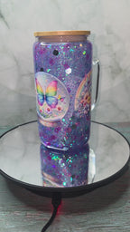 16oz Glass Snow Globe Tumblers with handle