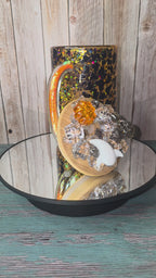 16oz Glass Snow Globe Tumbler with Glitter in handle