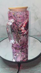 16oz Glass Snow Globe Tumblers with handle