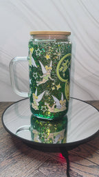 16oz Glass Snow Globe Tumblers with handle