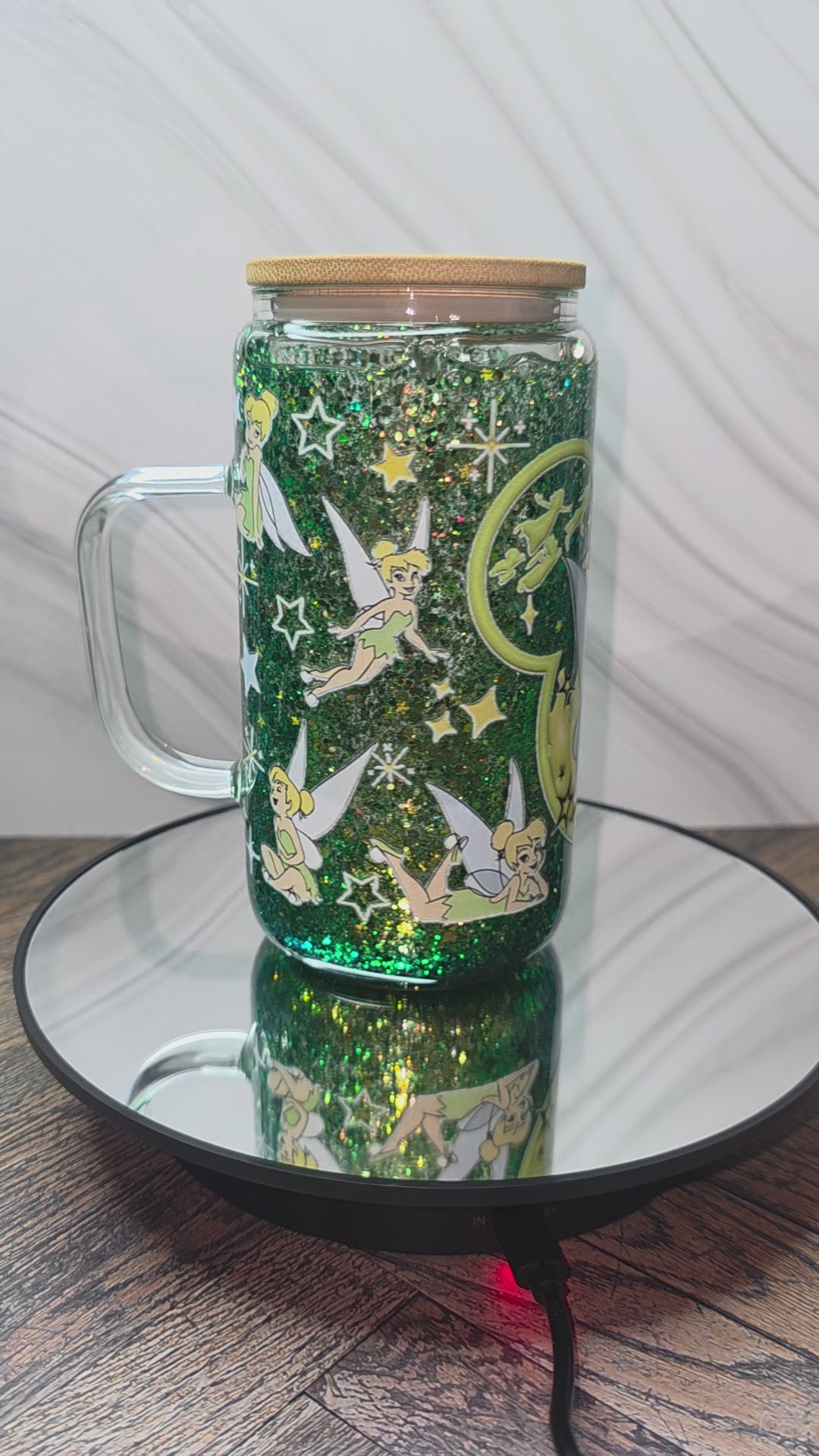 16oz Glass Snow Globe Tumblers with handle