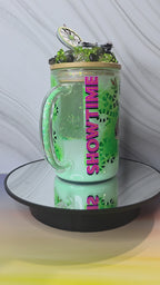 Lava Drip Tumblers with a decorated removable lid