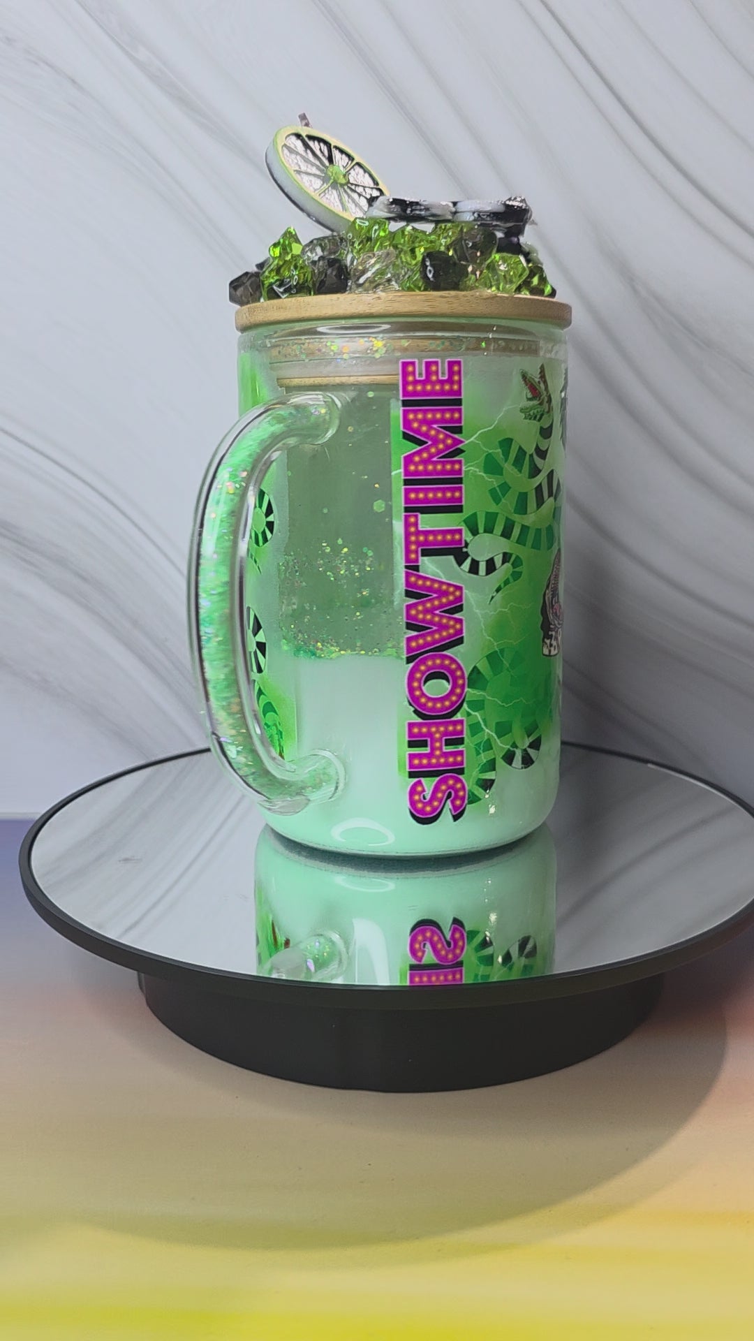 Lava Drip Tumblers with a decorated removable lid