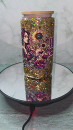 16oz Glass Snow Globe Tumblers with handle