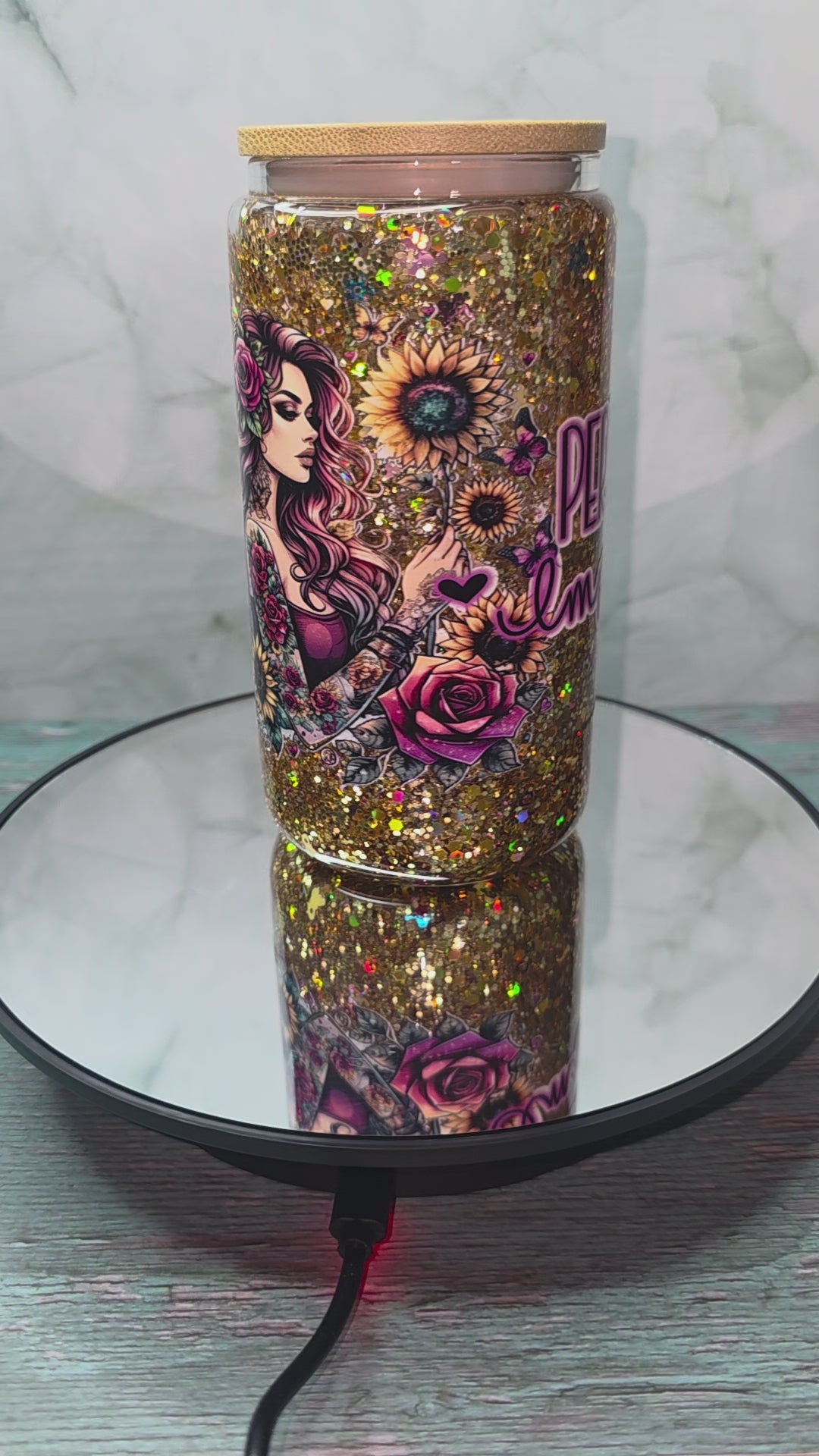 16oz Glass Snow Globe Tumblers with handle