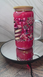 16oz Glass Snow Globe Tumblers with handle
