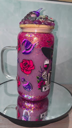 16oz Glass Snow Globe Tumblers with handle