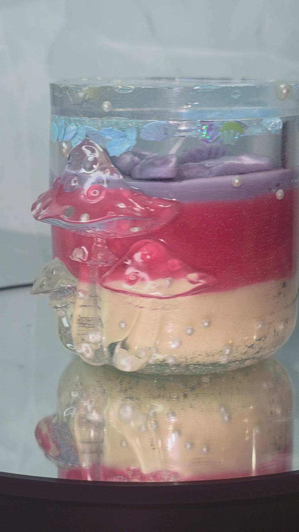 Mushroom Resin jar with candle