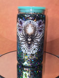 16oz Plastic Snow Globe Tumbler with Colored Lid and Straw