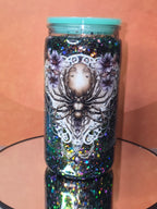 16oz Plastic Snow Globe Tumbler with Colored Lid and Straw