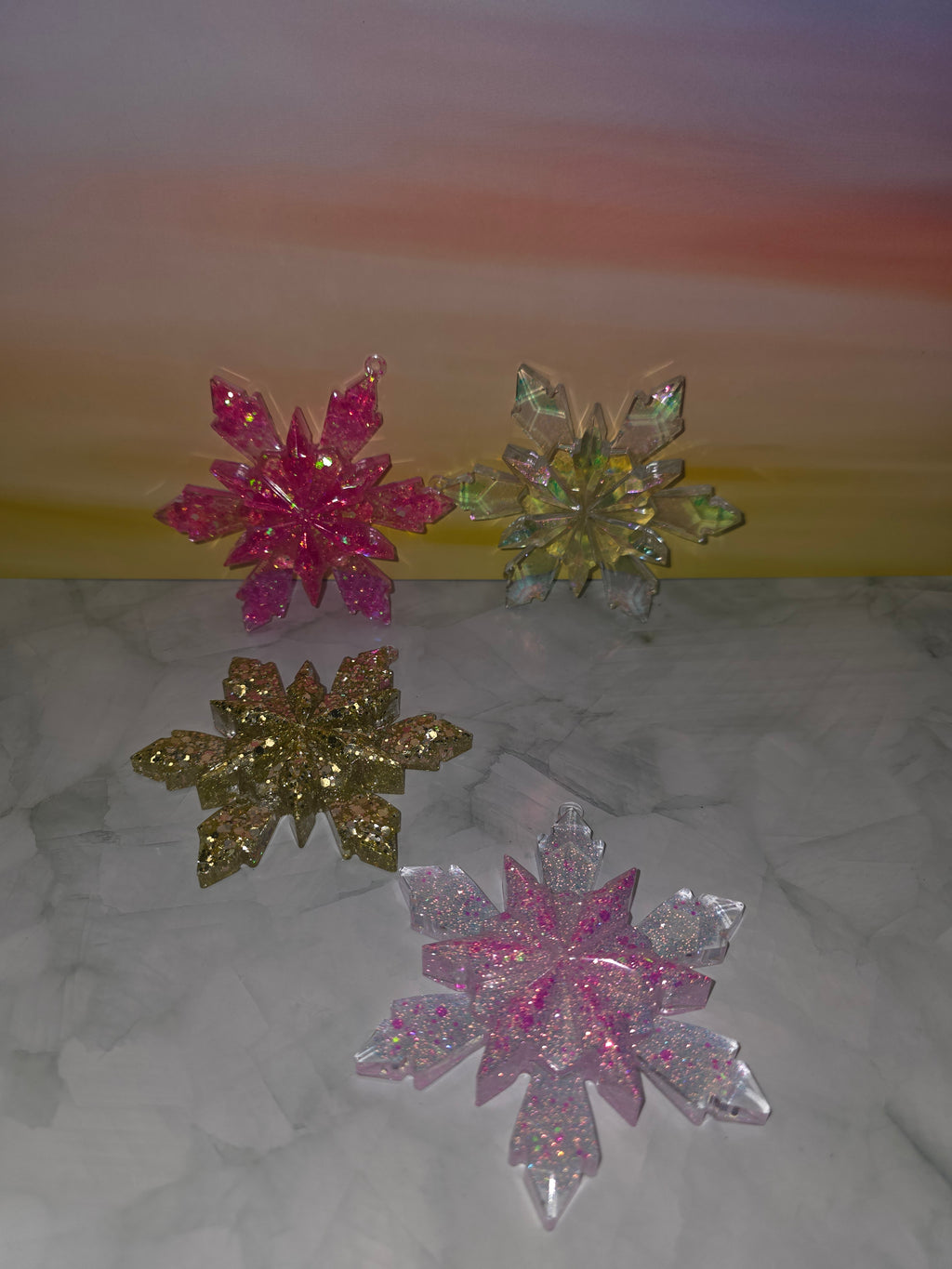 Resin Snowflake Ornament Set of 4